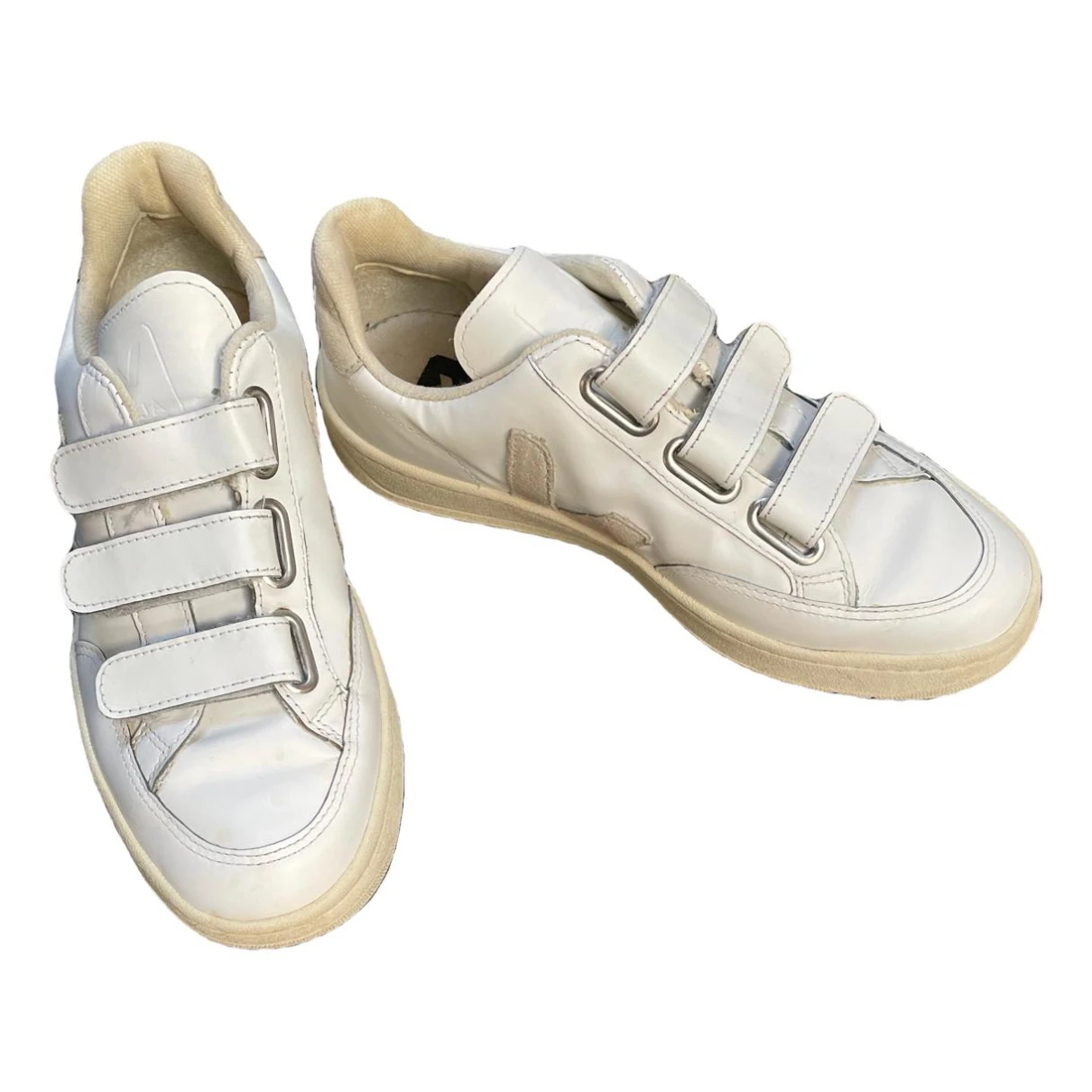 Pre-owned Veja 3-lock Leather Trainers In White