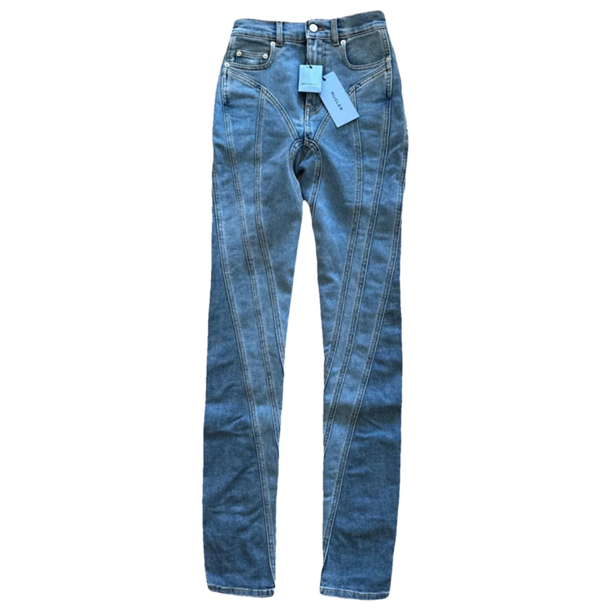 Pre-owned Mugler Bootcut Jeans In Blue