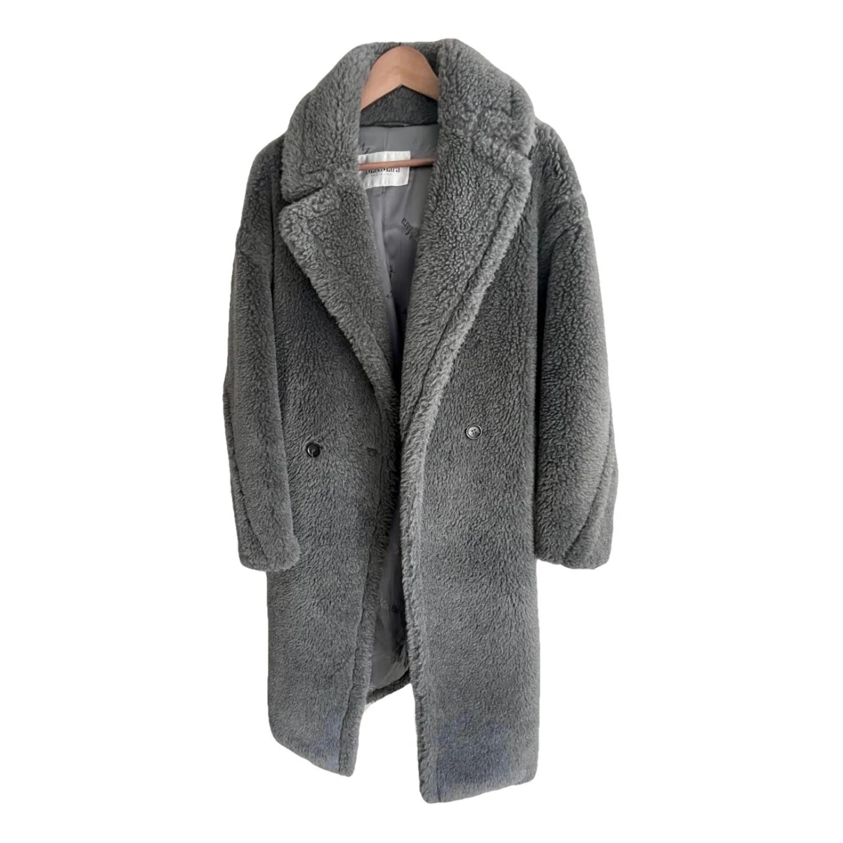 Pre-owned Max Mara Teddy Bear Icon Wool Coat In Grey