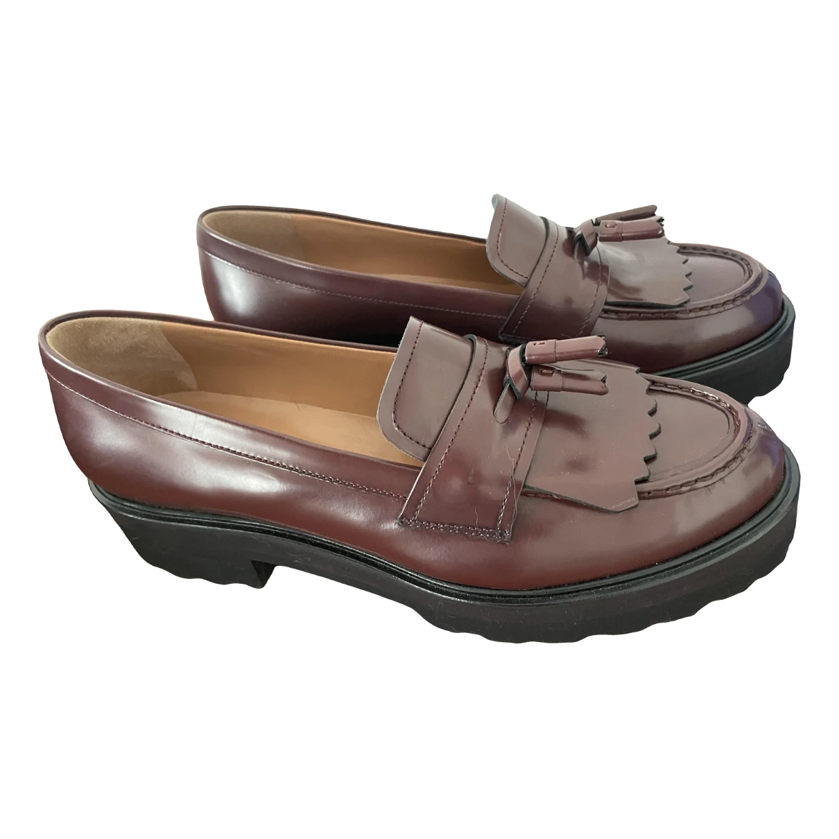 Pre-owned Fratelli Rossetti Patent Leather Flats In Burgundy