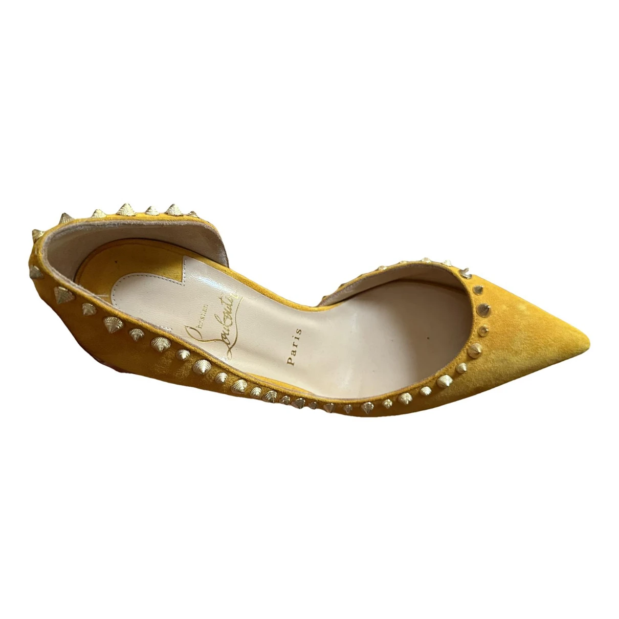 Pre-owned Christian Louboutin Degrastrass Heels In Yellow