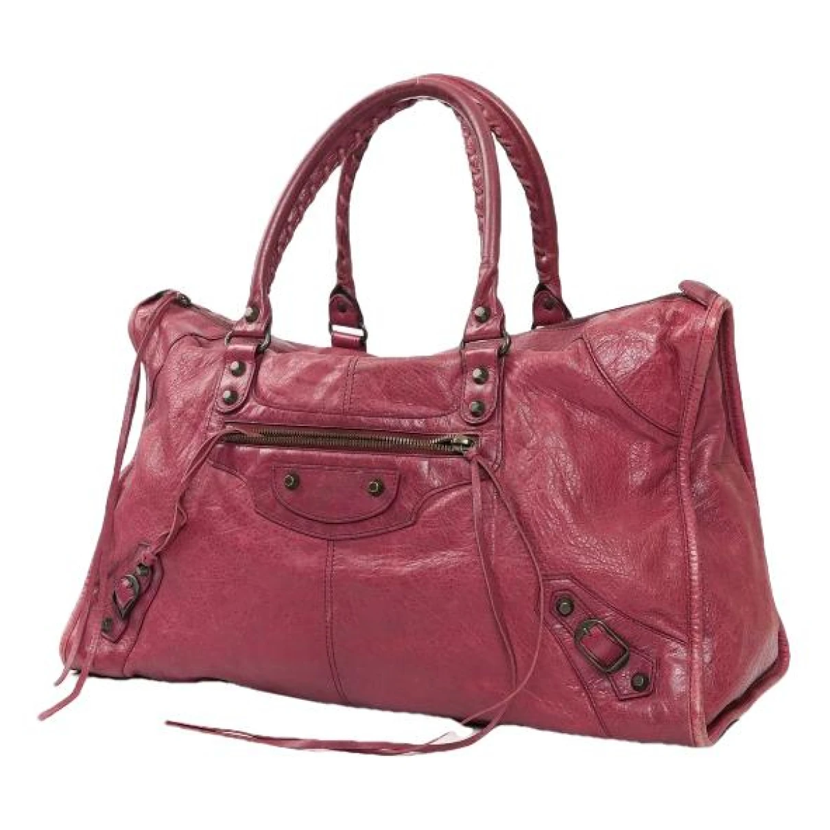 Pre-owned Balenciaga Work Leather Handbag In Burgundy