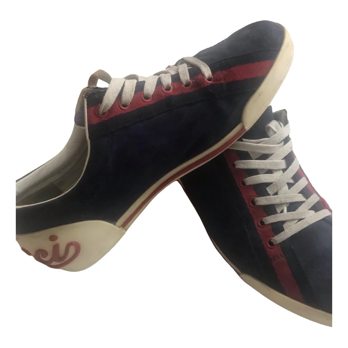Pre-owned Gucci Cloth Lace Ups In Blue