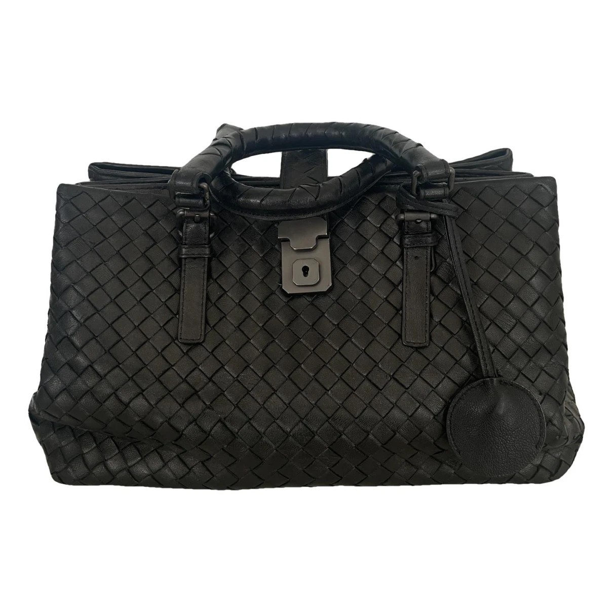 Pre-owned Bottega Veneta Roma Leather Handbag In Black