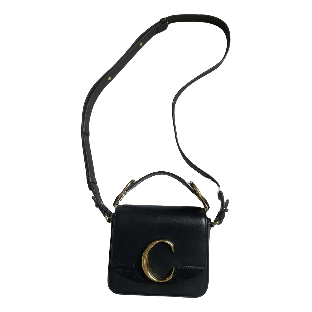 Pre-owned Chloé C Leather Crossbody Bag In Black