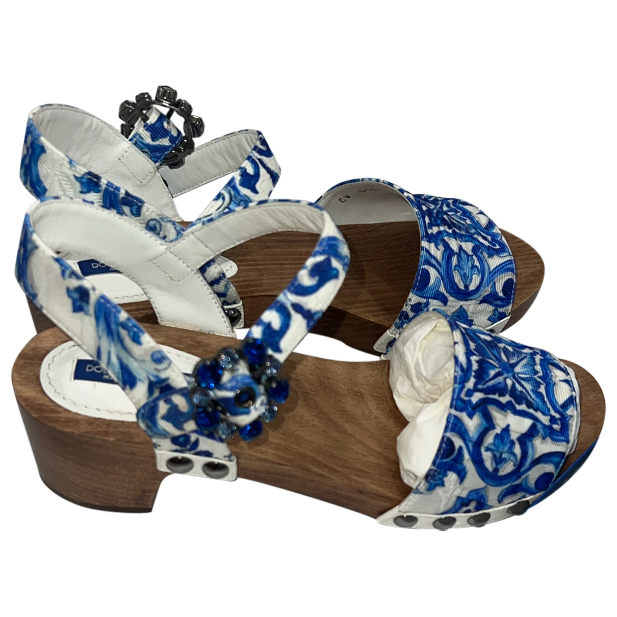 Pre-owned Dolce & Gabbana Cloth Mules & Clogs In Blue