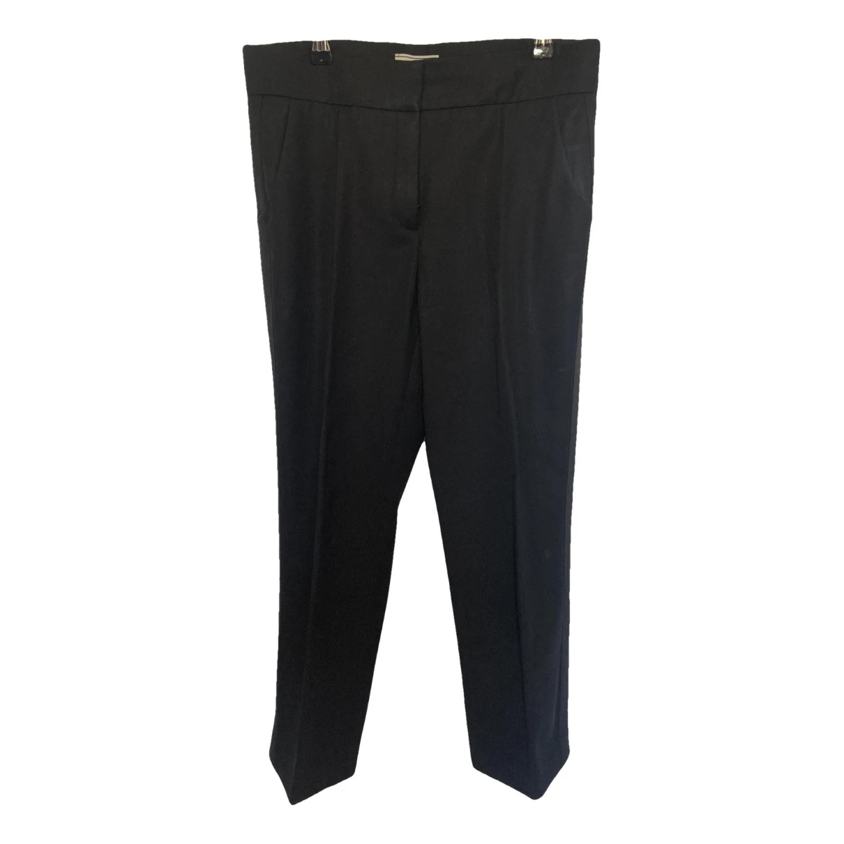Pre-owned Lanvin Wool Straight Pants In Black
