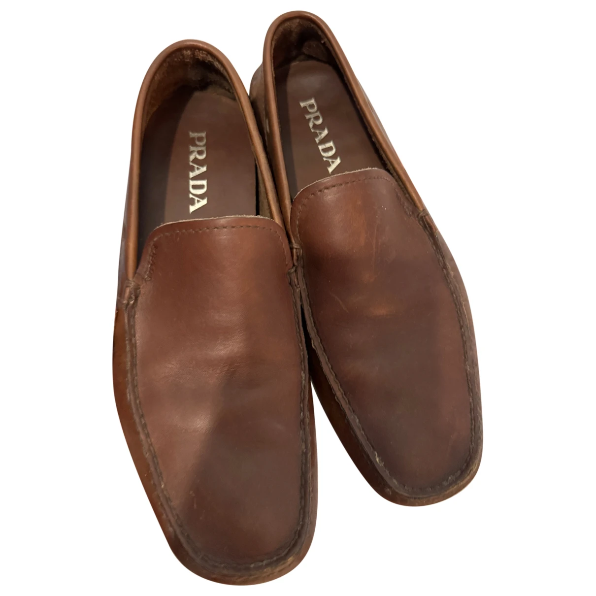 Pre-owned Prada Leather Flats In Brown