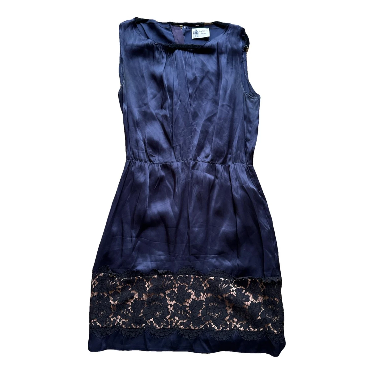 Pre-owned Lanvin Silk Mid-length Dress In Navy