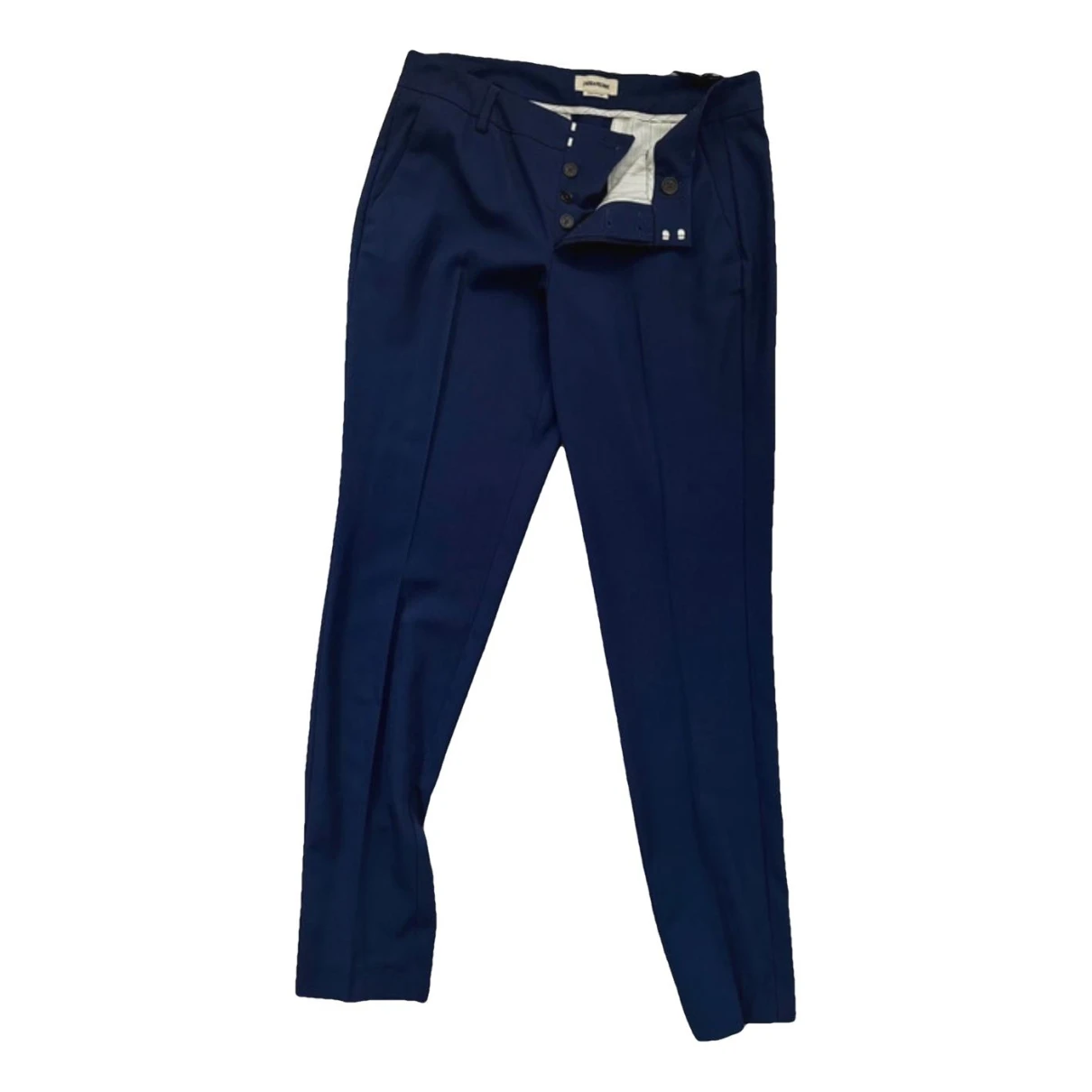 Pre-owned Zadig & Voltaire Wool Straight Pants In Navy
