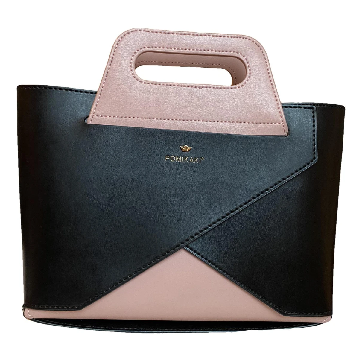 Pre-owned Pomikaki Vegan Leather Crossbody Bag In Black