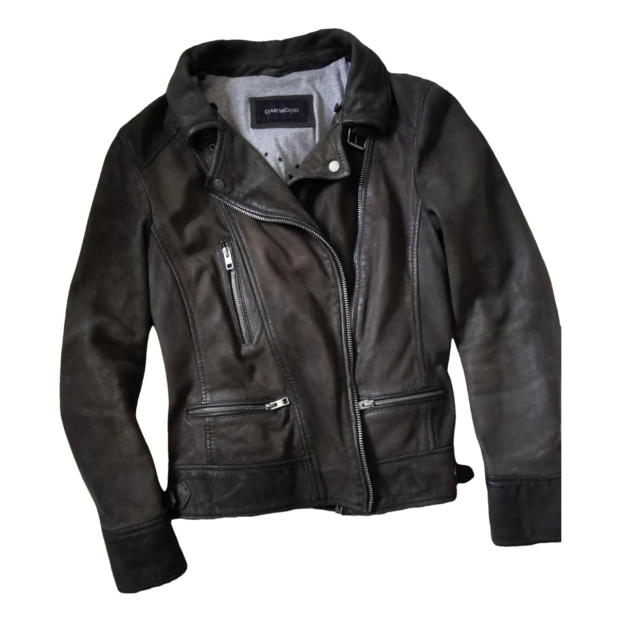 Pre-owned Oakwood Leather Short Vest In Khaki