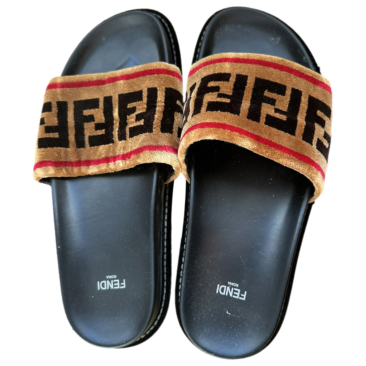 Pre-owned Fendi Cloth Sandal In Brown