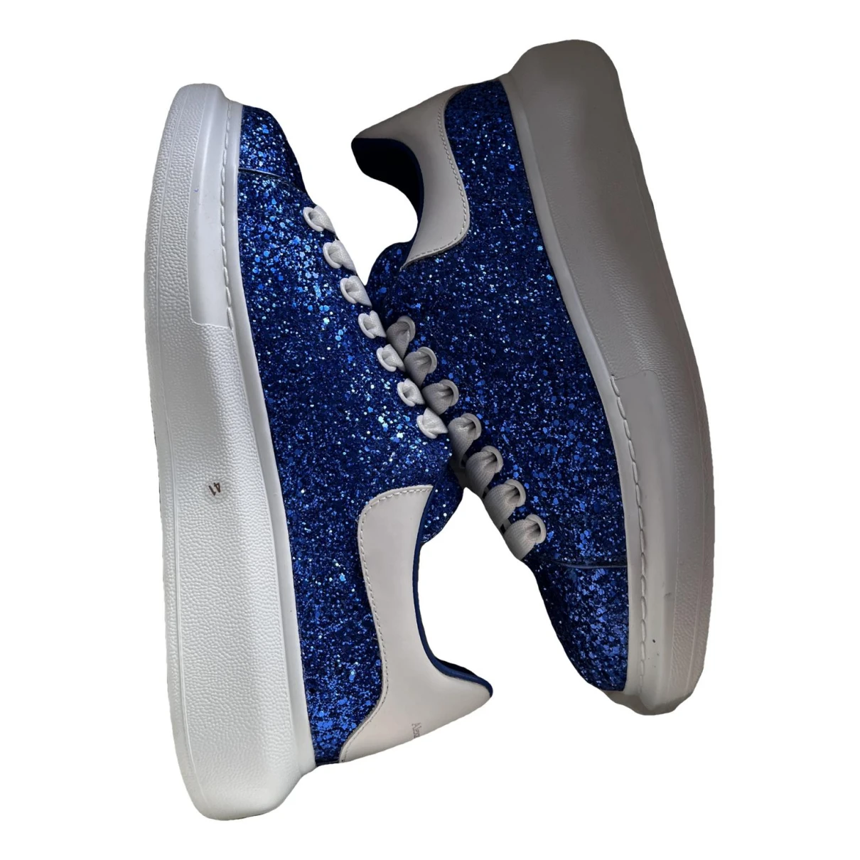 Pre-owned Alexander Mcqueen Oversize Glitter Trainers In Blue