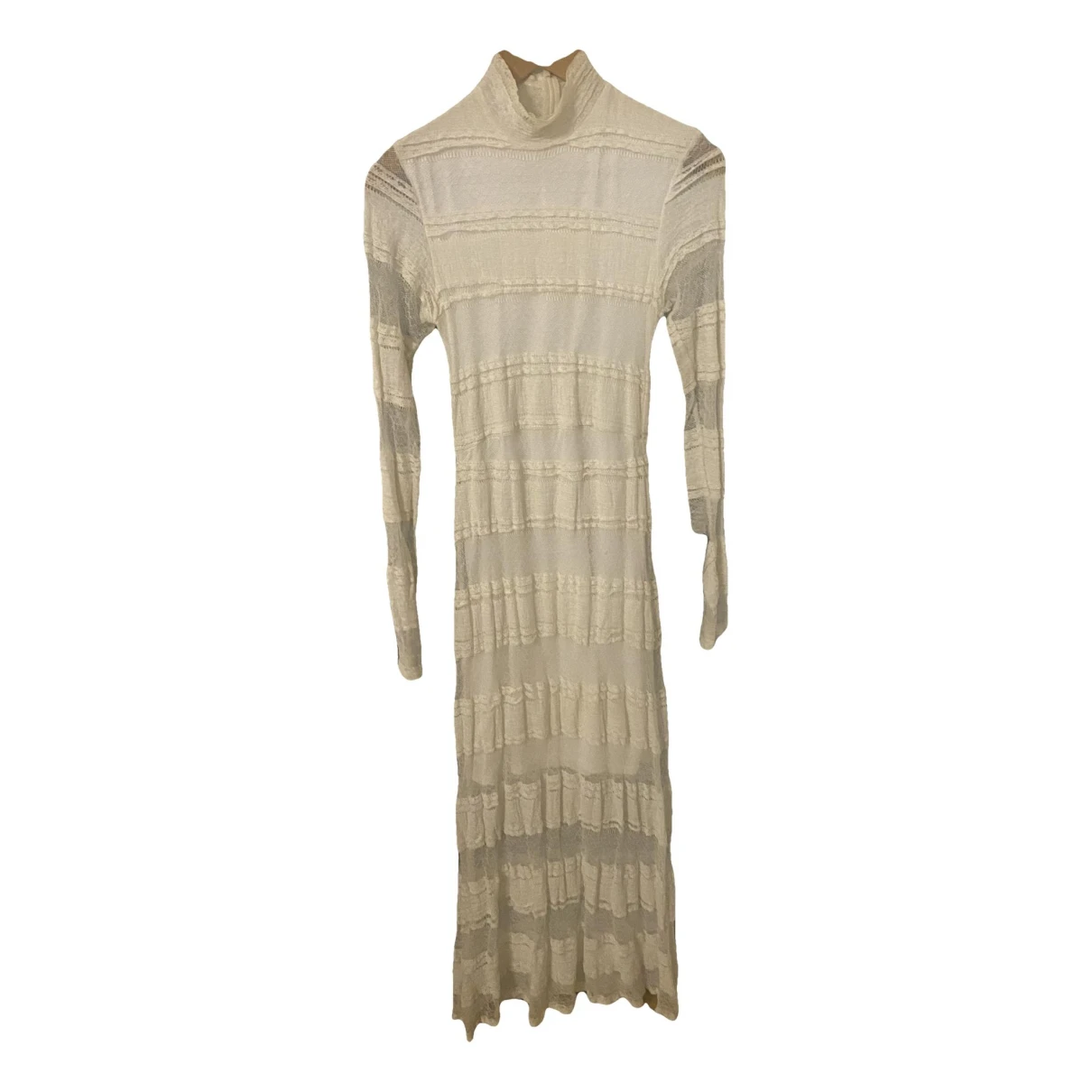 Pre-owned Ganni Lace Maxi Dress In White