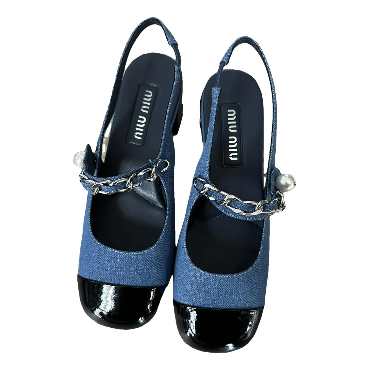 Pre-owned Miu Miu Cloth Sandal In Blue