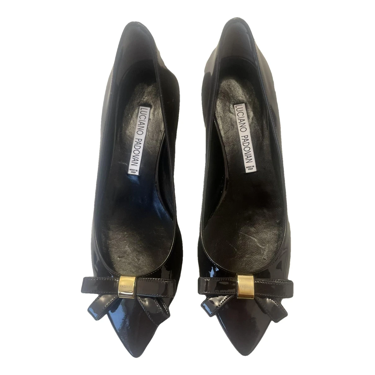Pre-owned Luciano Padovan Patent Leather Ballet Flats In Black