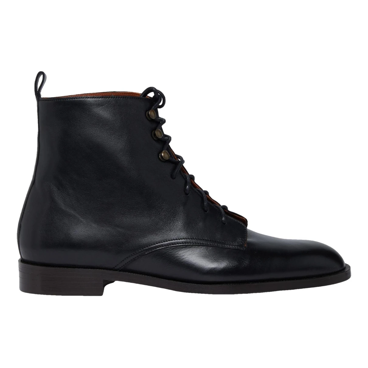 Pre-owned Michel Vivien Leather Lace Up Boots In Black