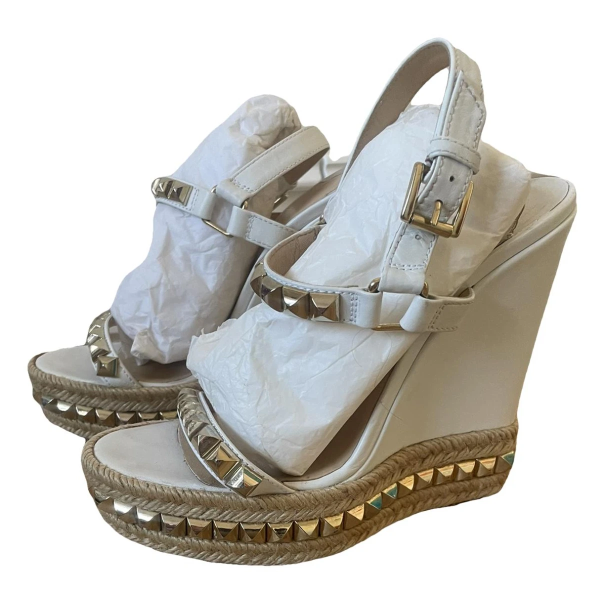 Pre-owned Christian Louboutin Leather Sandals In White