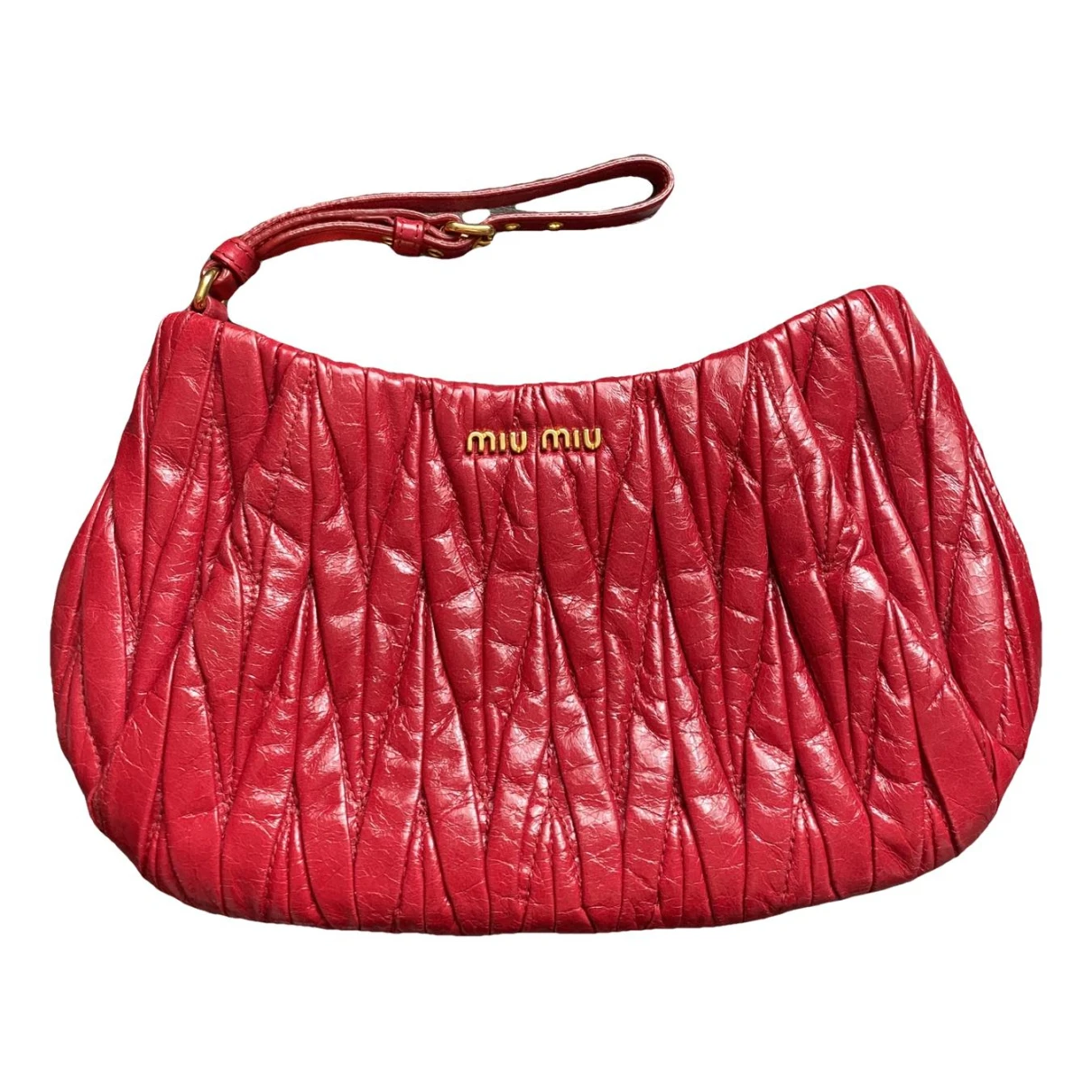 Pre-owned Miu Miu Miu Wander Leather Bag In Red
