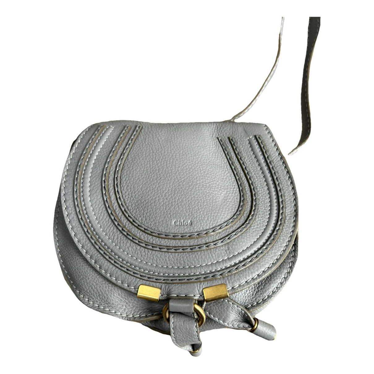 Pre-owned Chloé Marcie Leather Crossbody Bag In Grey