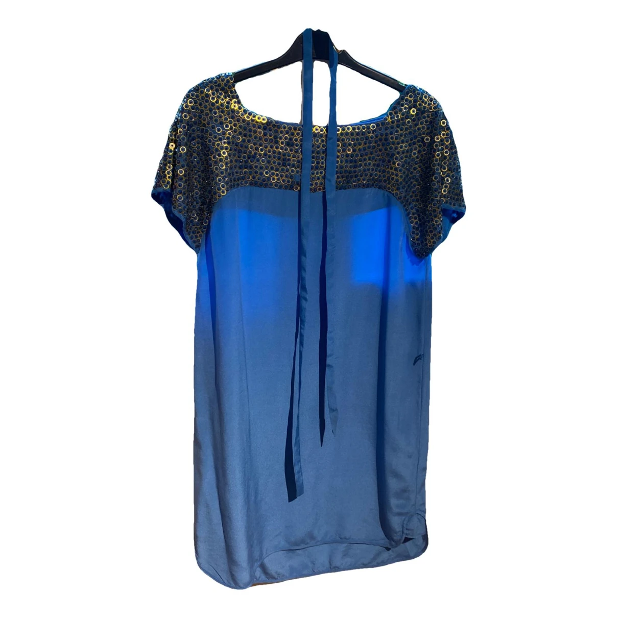 Pre-owned French Connection Silk Mini Dress In Blue