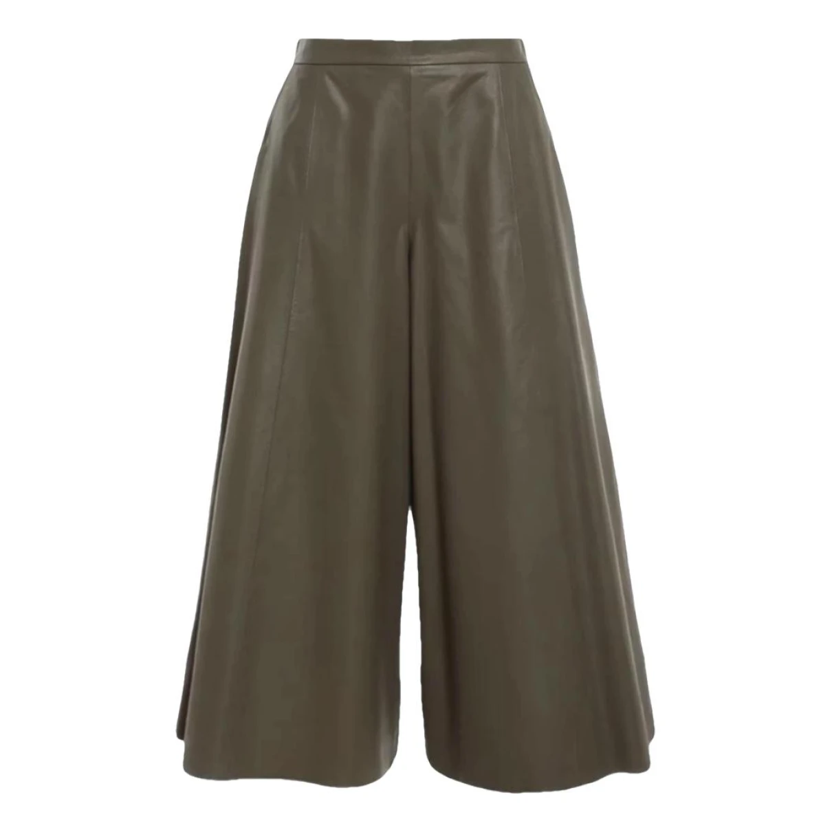 Pre-owned Max Mara Leather Large Pants In Green