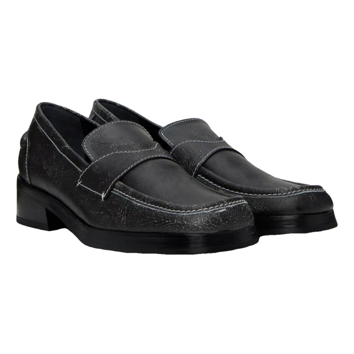 Pre-owned Eckhaus Latta Leather Flats In Black