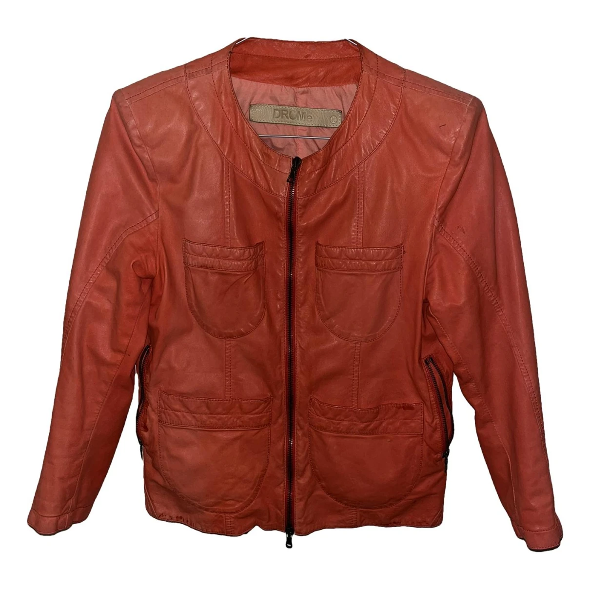 Pre-owned Drome Leather Biker Jacket In Orange