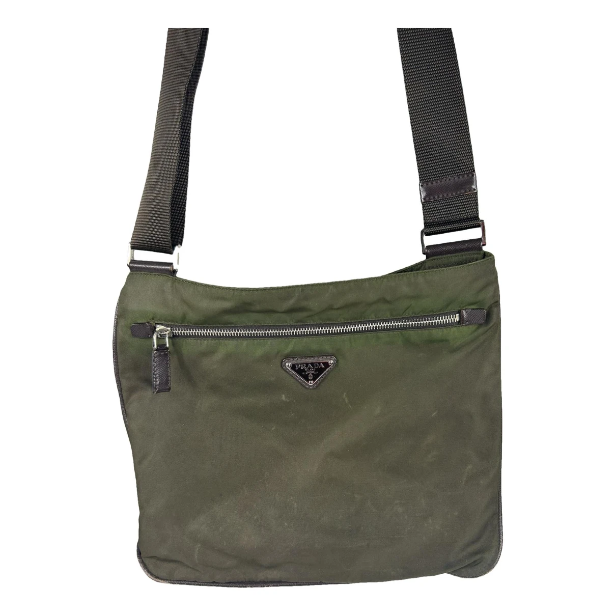Pre-owned Prada Cloth Crossbody Bag In Green