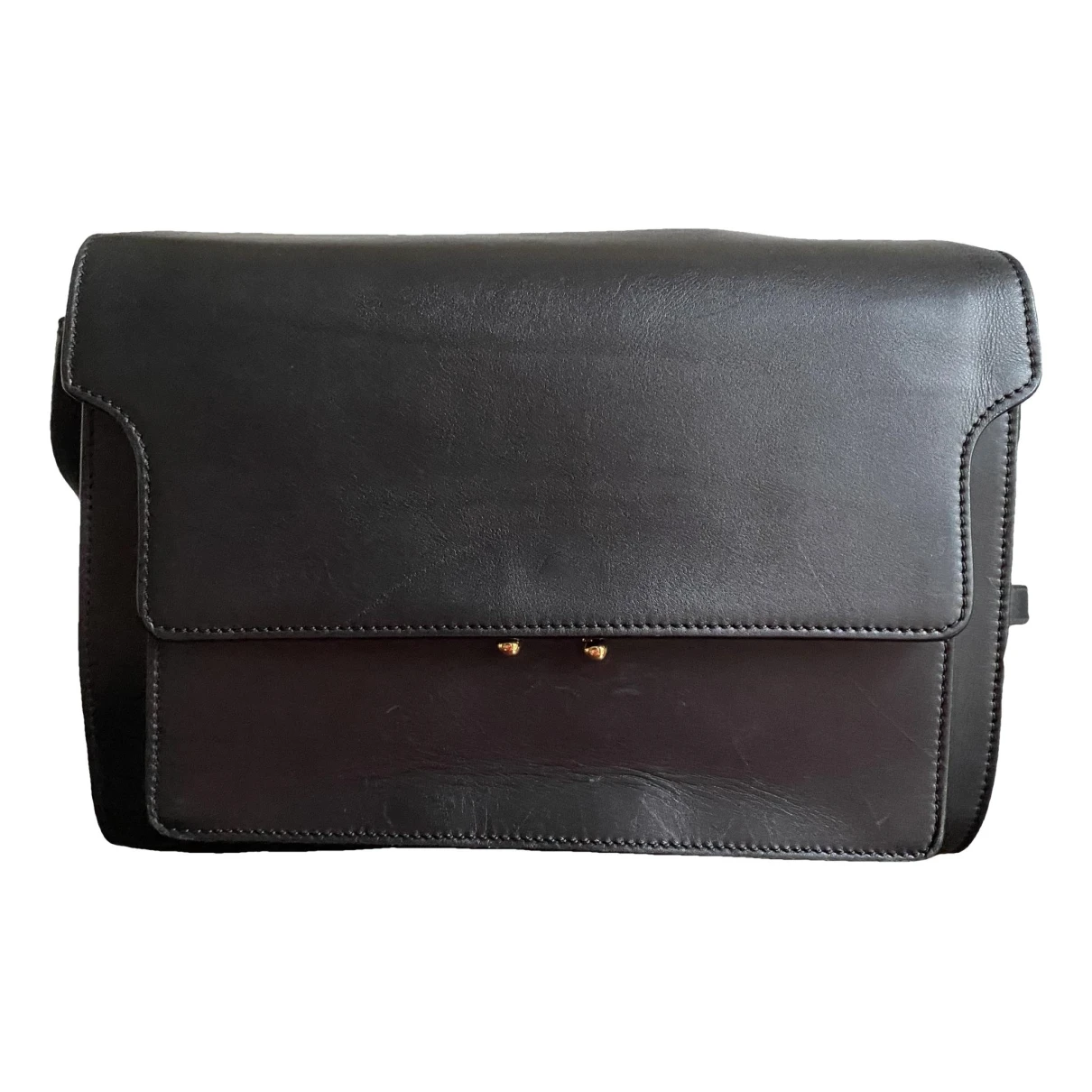 Pre-owned Marni Trunk Leather Handbag In Black