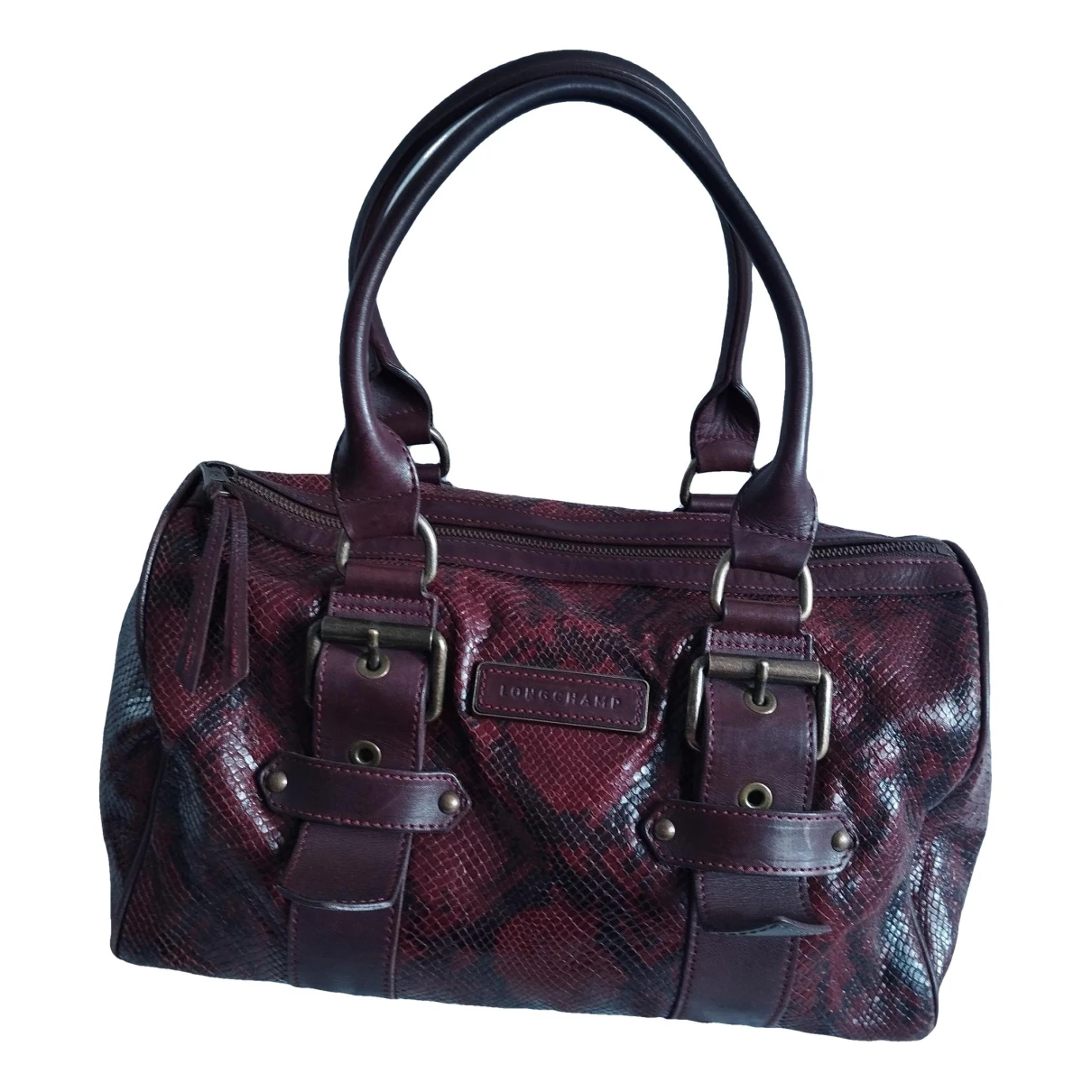Pre-owned Longchamp Kate Moss Leather Handbag In Burgundy