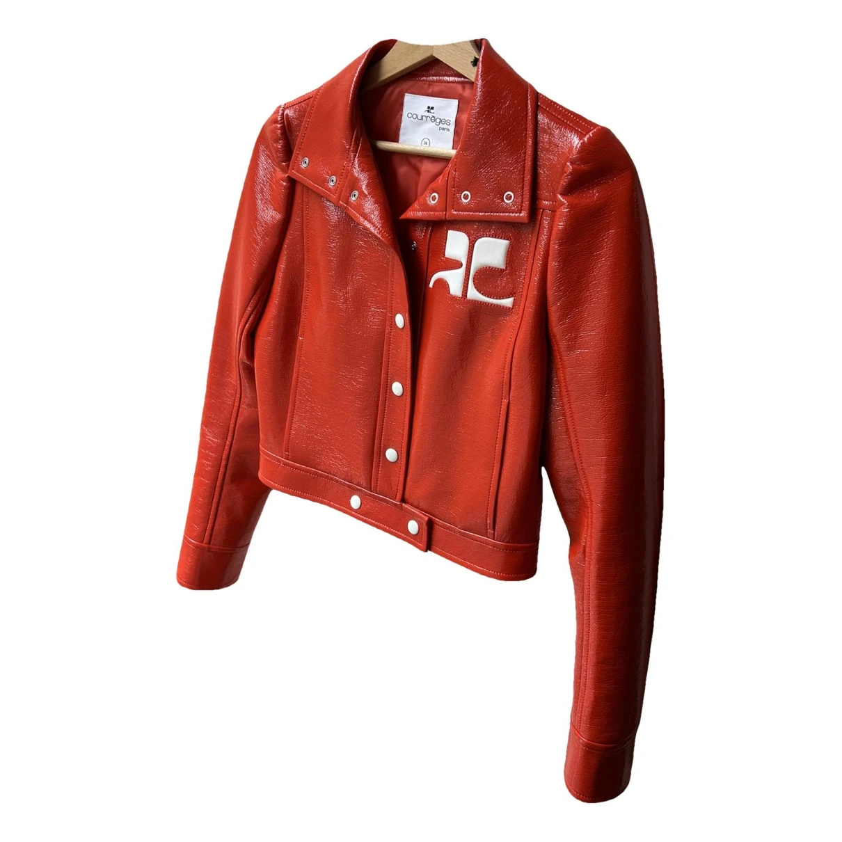 Pre-owned Courrèges Vinyl Biker Jacket In Red