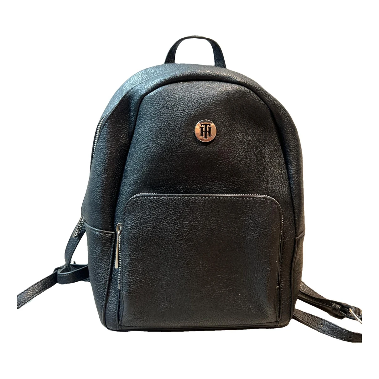 Pre-owned Tommy Hilfiger Leather Backpack In Black