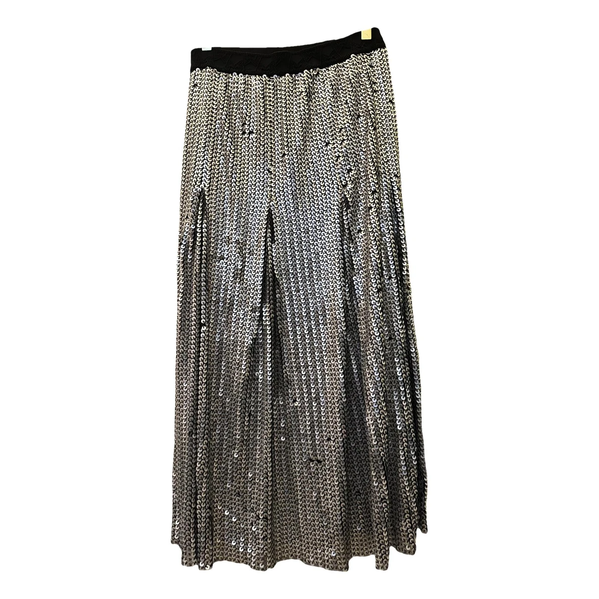 Pre-owned Maje Glitter Mid-length Skirt In Silver