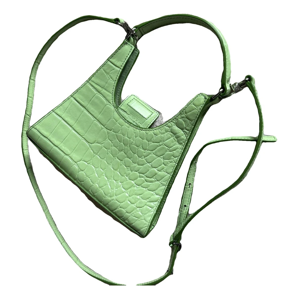 Pre-owned Staud Rey Leather Handbag In Green