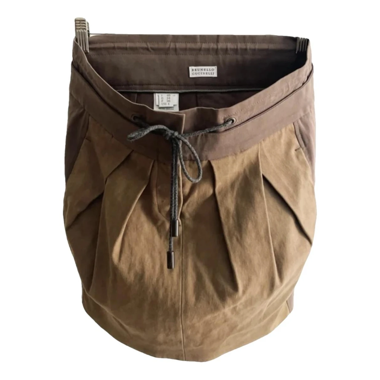 Pre-owned Brunello Cucinelli Leather Mini Skirt In Brown