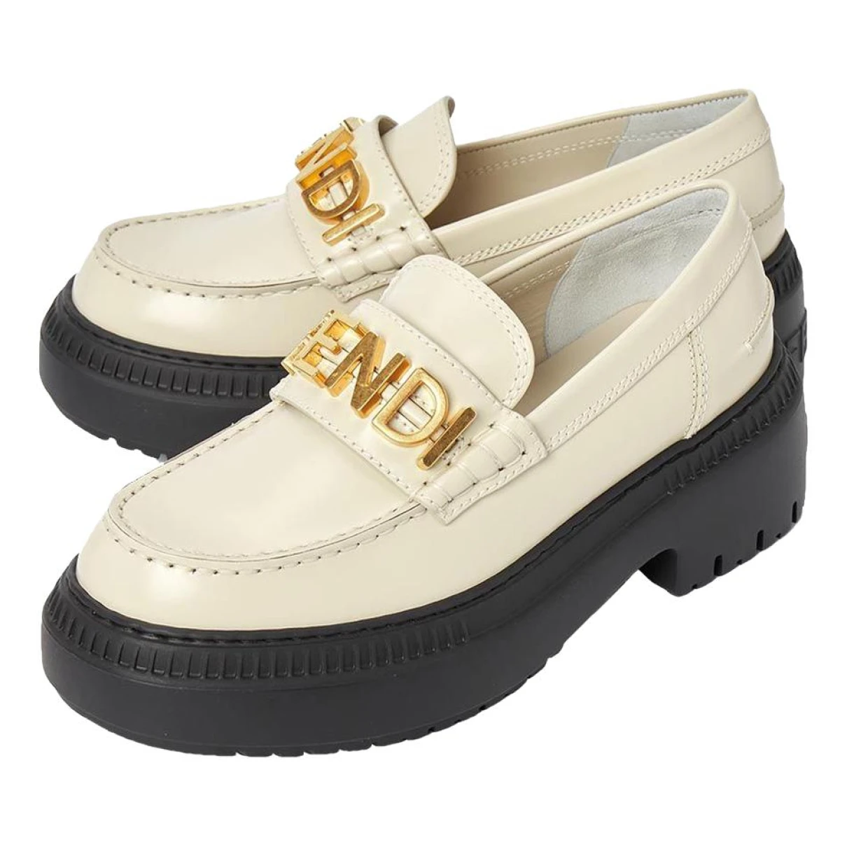 Pre-owned Fendi Leather Flats In White