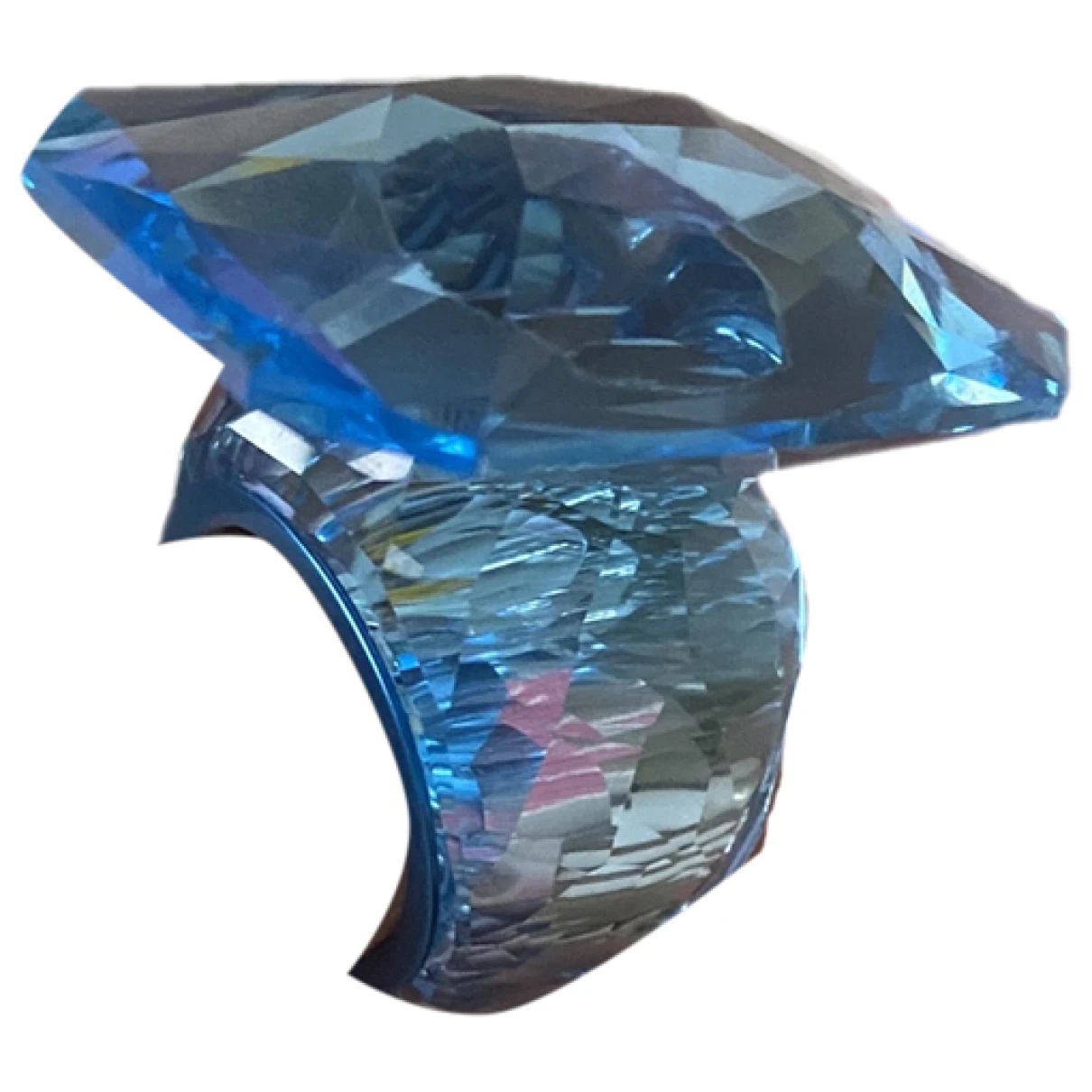 Pre-owned Swarovski Crystal Ring In Blue