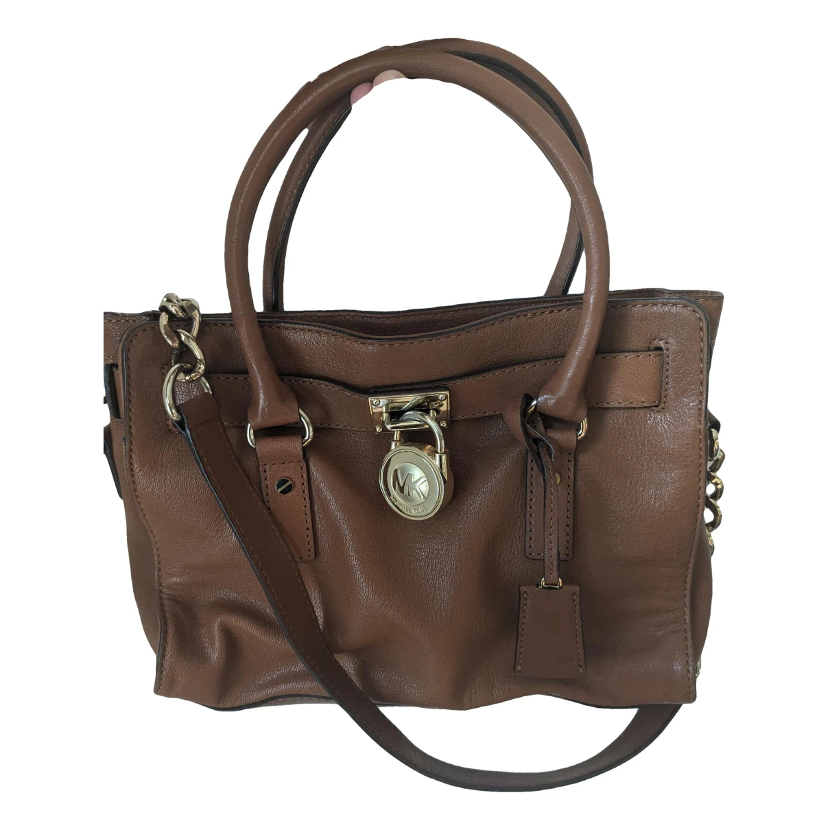 Pre-owned Michael Kors Hamilton Leather Handbag In Burgundy
