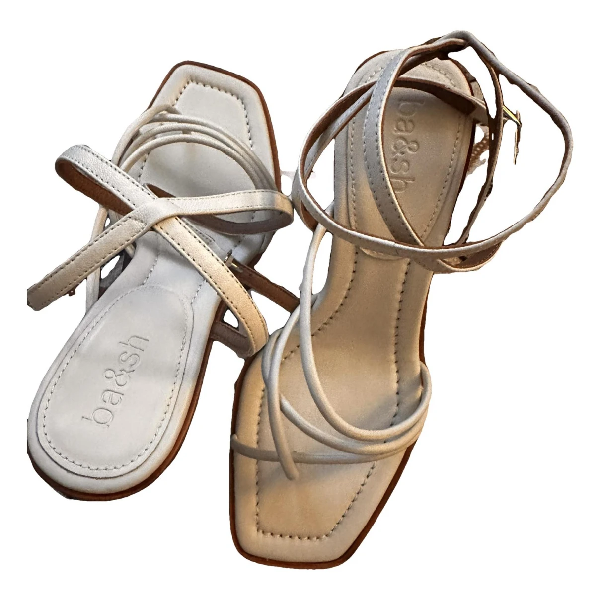 Pre-owned Ba&sh Leather Sandals In White