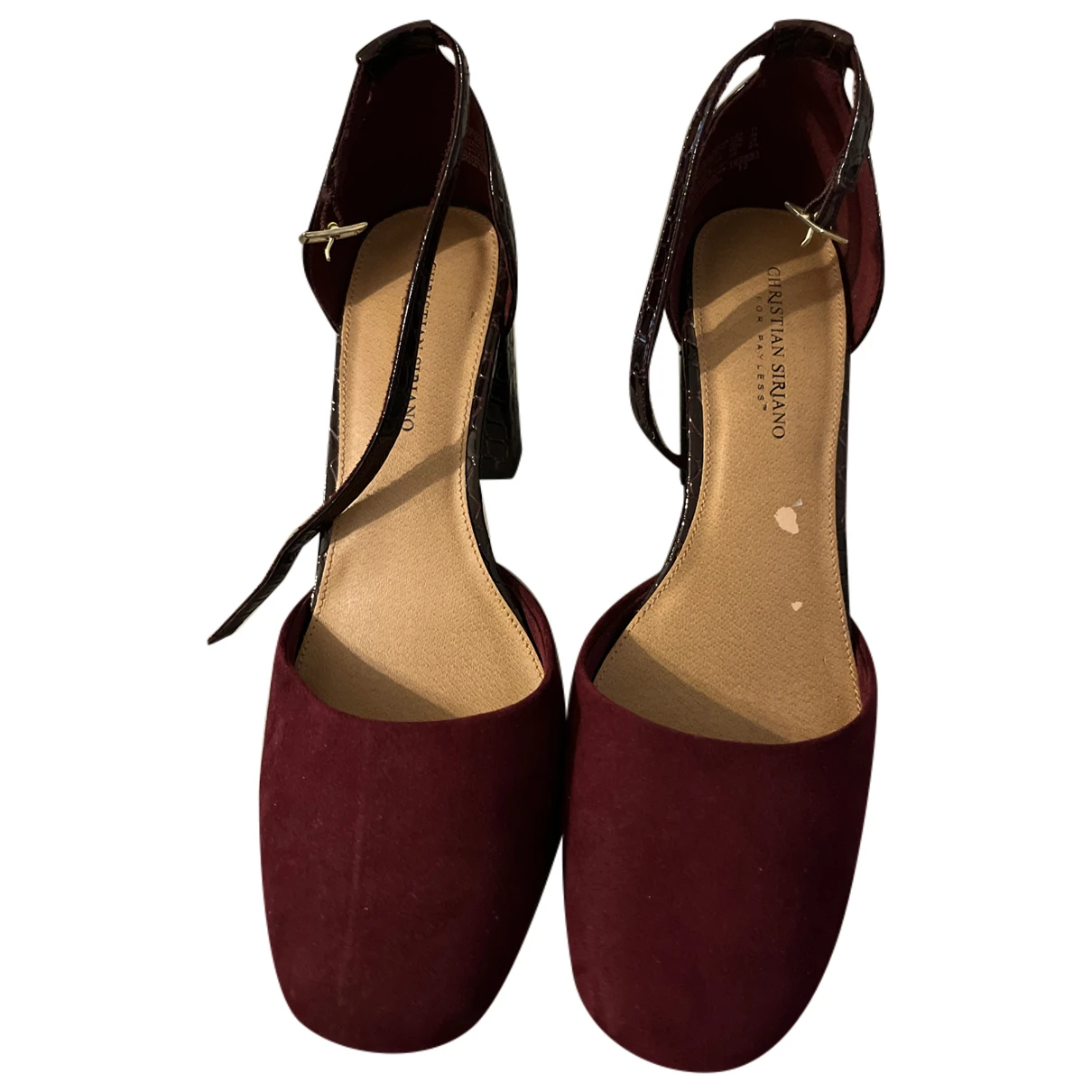 Pre-owned Christian Siriano Patent Leather Ankle Boots In Burgundy
