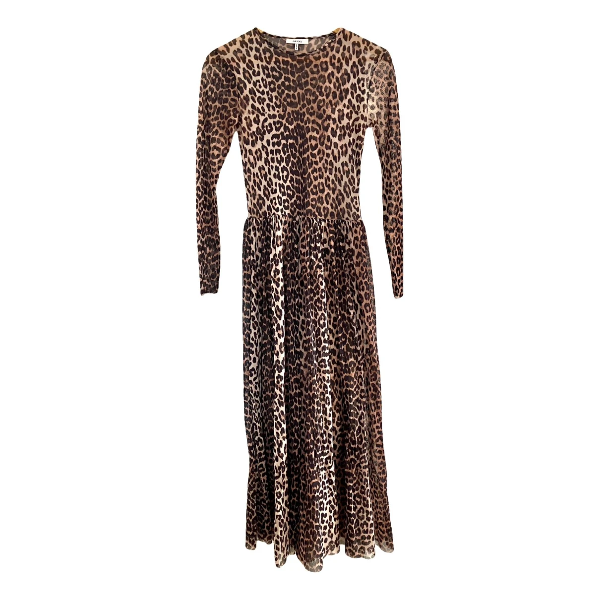 Pre-owned Ganni Maxi Dress In Brown