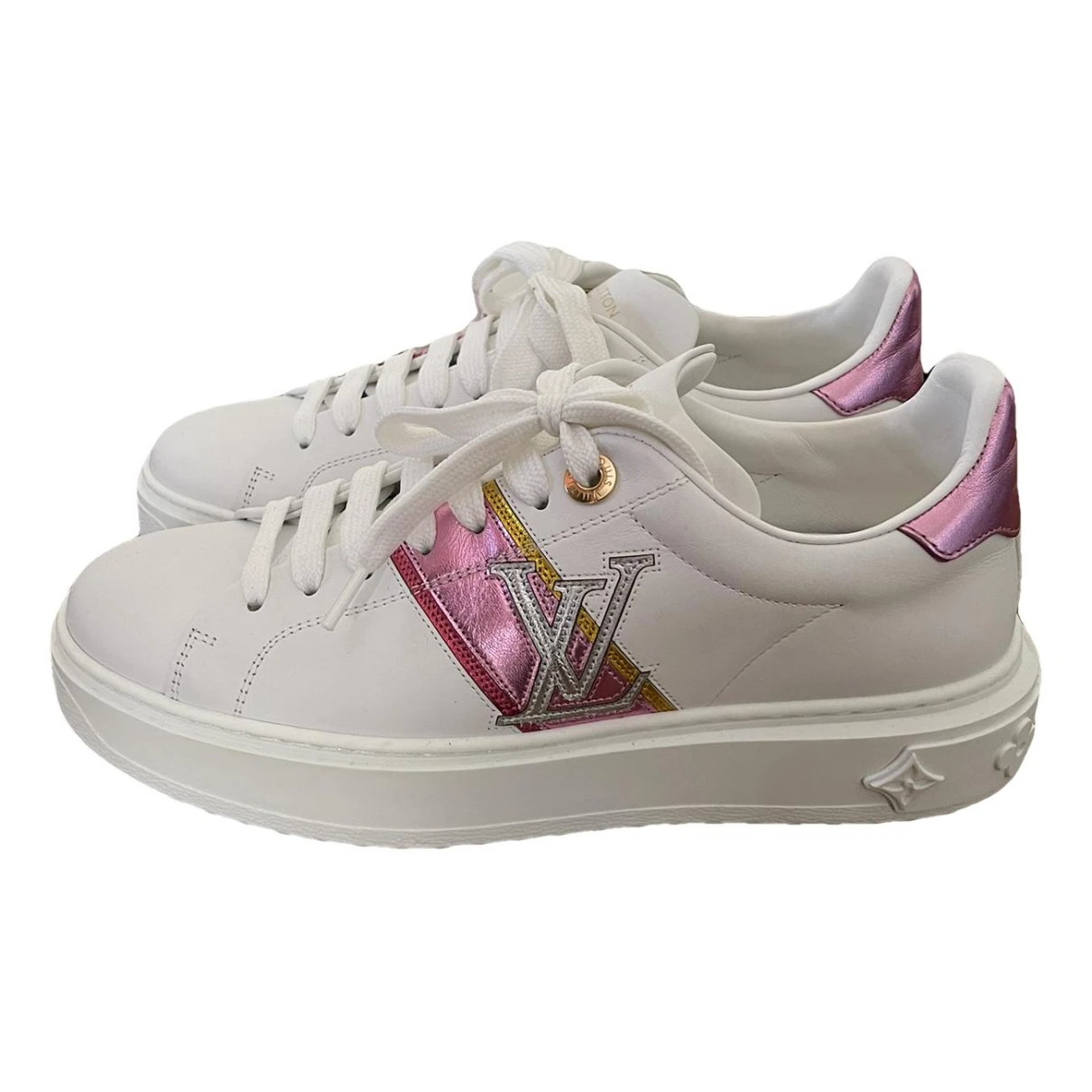 Pre-owned Louis Vuitton Time Out Leather Trainers In White