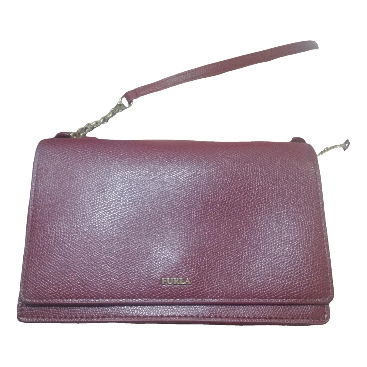 Pre-owned Furla Leather Clutch Bag In Burgundy