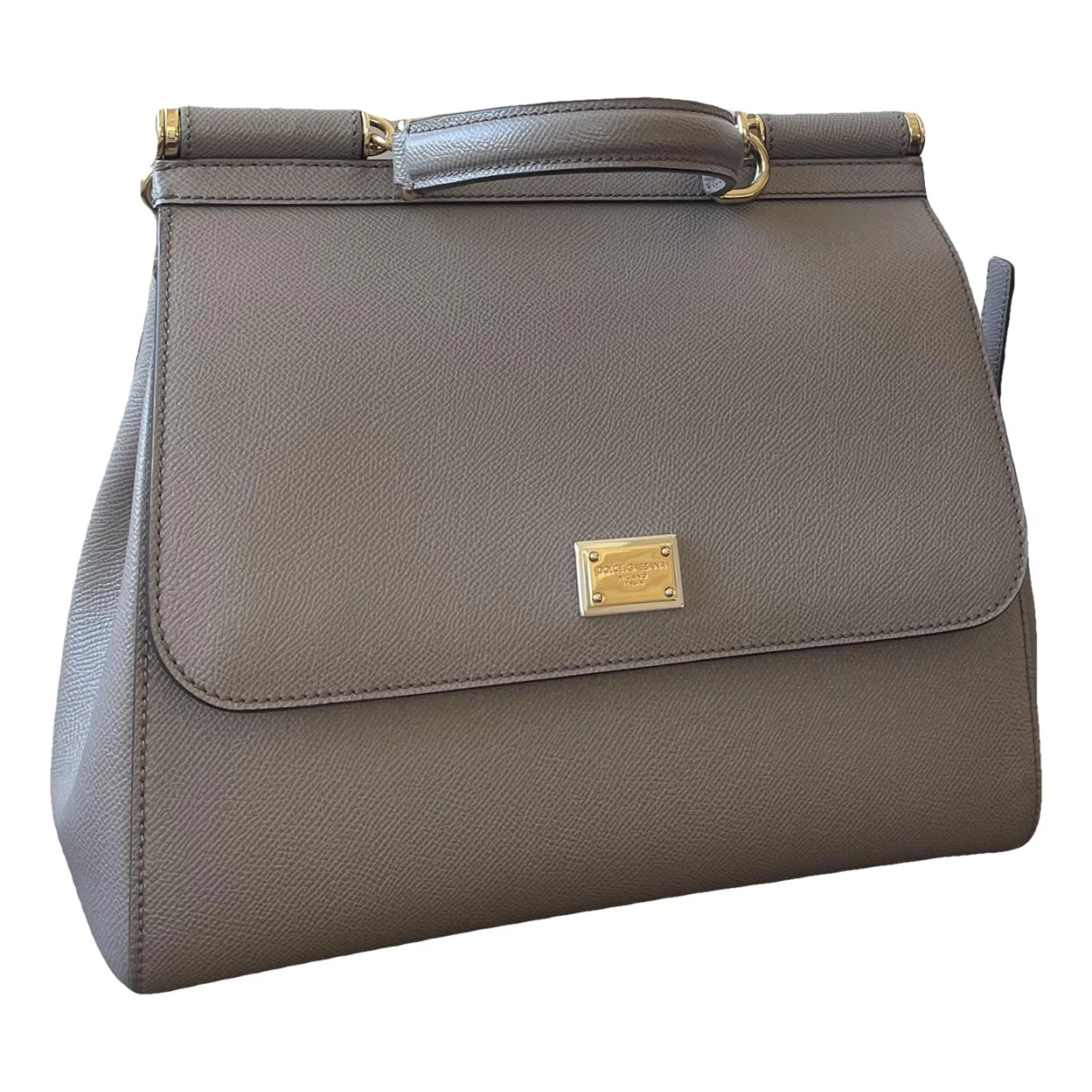 Pre-owned Dolce & Gabbana Sicily Leather Handbag In Grey