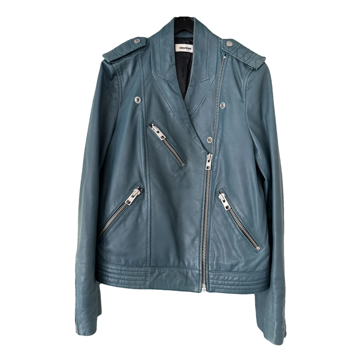 Pre-owned Zadig & Voltaire Leather Jacket In Blue