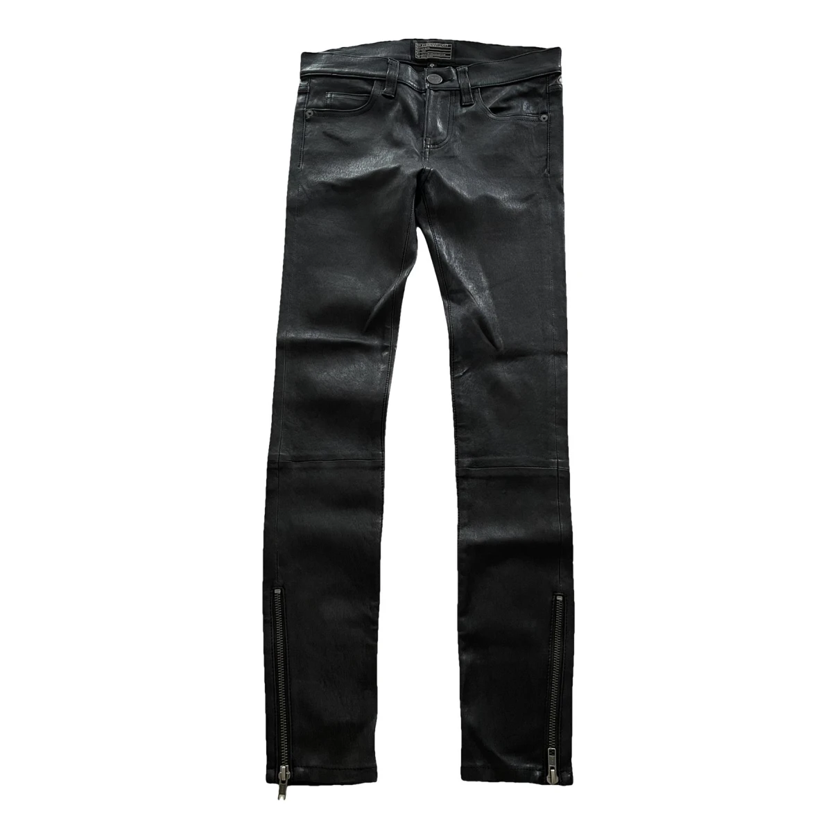 Pre-owned Current Elliott Leather Slim Pants In Black