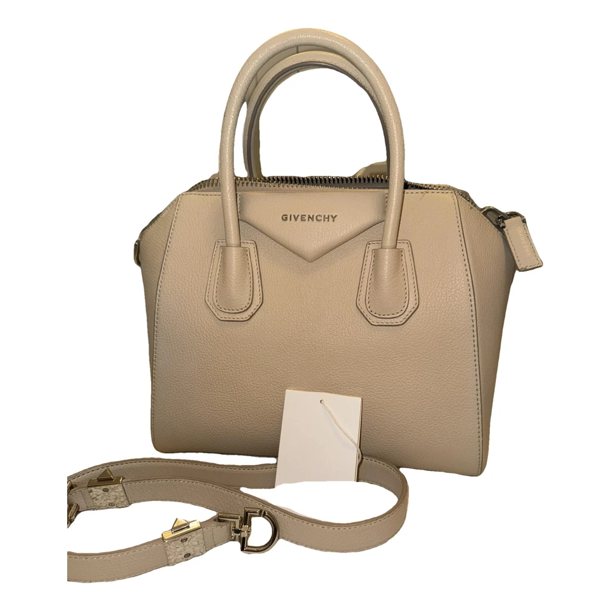 Pre-owned Givenchy Antigona Leather Handbag In Beige