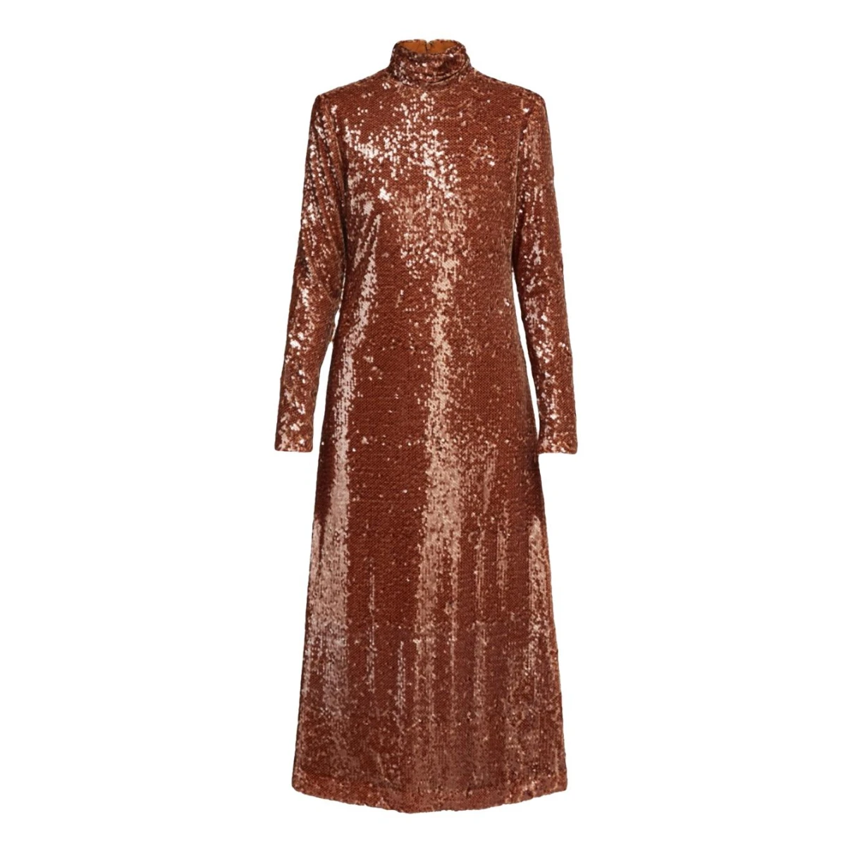 Pre-owned Bcbg Max Azria Glitter Mid-length Dress In Gold